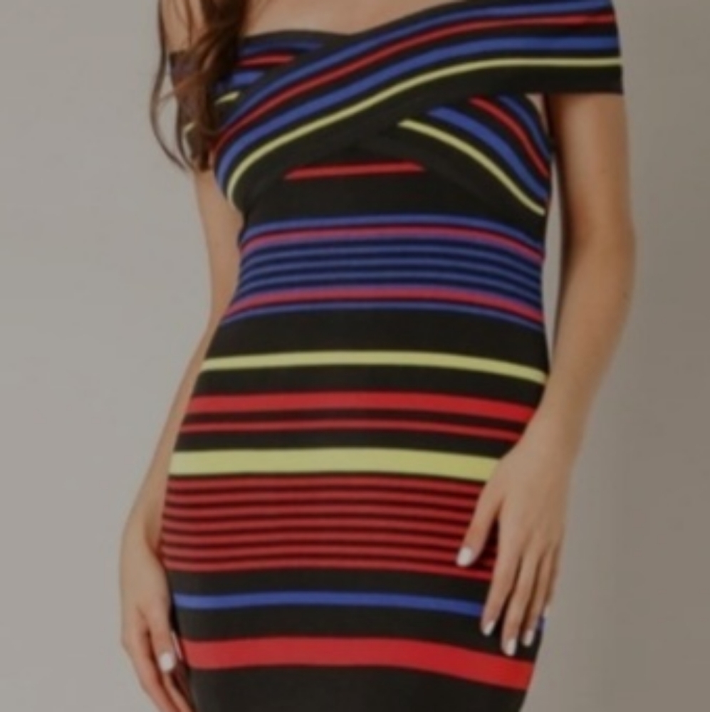 Wow Couture Striped Bodycon Dress - Picture 4 of 9
